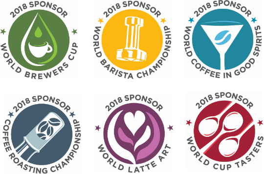 2018 SPONSOR: WORLD BREWERS CUP, WORLD BARISTA CHAMPIONSHIP, WORLD COFFEE IN GOOD SPIRITS, COFFEE ROASTING CHAMPIONSHIP, WORLD LATTE ART, WORLD CUP TASTERS